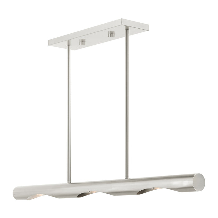 Three Light Linear Chandelier from the Acra collection in Brushed Nickel finish