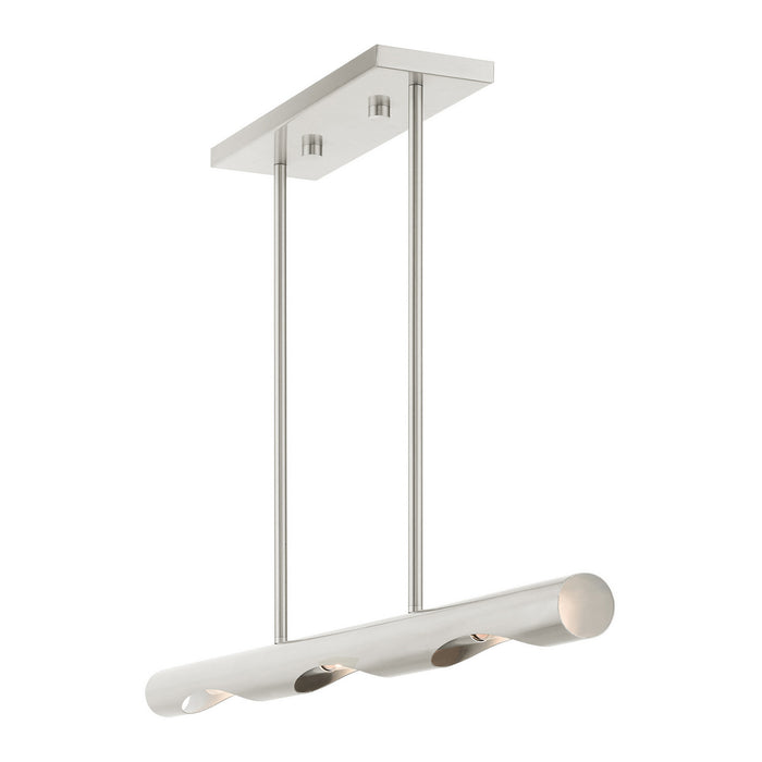 Three Light Linear Chandelier from the Acra collection in Brushed Nickel finish