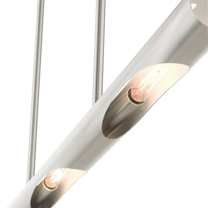 Three Light Linear Chandelier from the Acra collection in Brushed Nickel finish