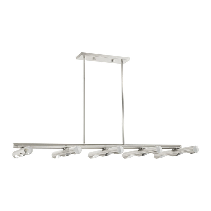 Ten Light Linear Chandelier from the Acra collection in Brushed Nickel finish