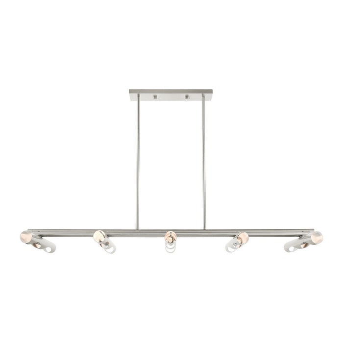 Ten Light Linear Chandelier from the Acra collection in Brushed Nickel finish