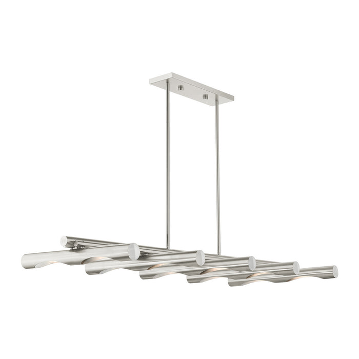 Ten Light Linear Chandelier from the Acra collection in Brushed Nickel finish