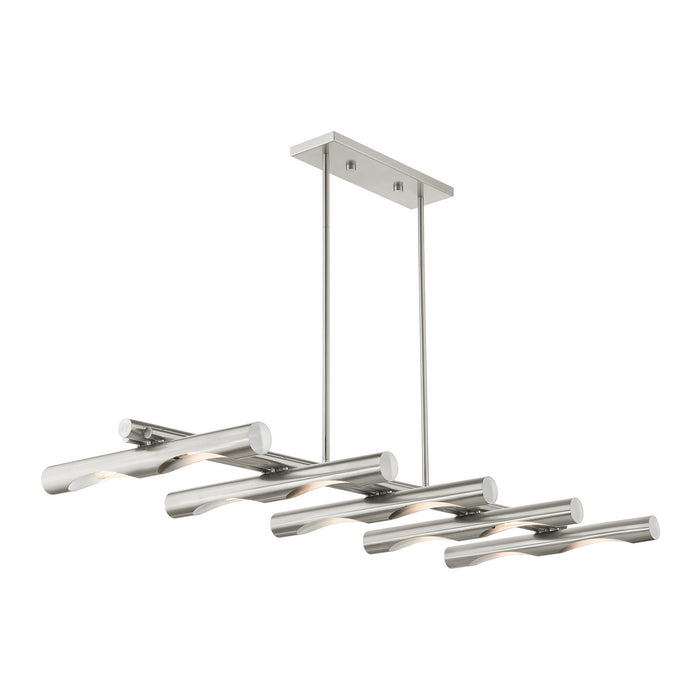 Ten Light Linear Chandelier from the Acra collection in Brushed Nickel finish