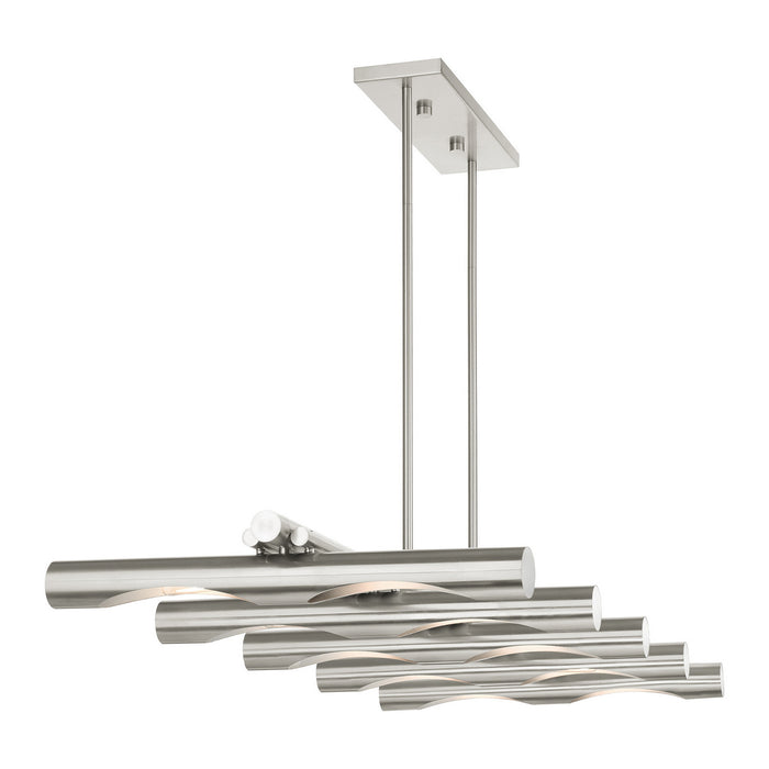 Ten Light Linear Chandelier from the Acra collection in Brushed Nickel finish
