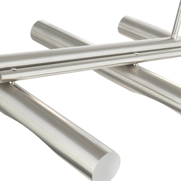Ten Light Linear Chandelier from the Acra collection in Brushed Nickel finish