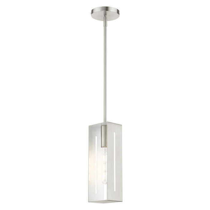 One Light Pendant from the Soma collection in Brushed Nickel finish