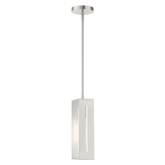 One Light Pendant from the Soma collection in Brushed Nickel finish
