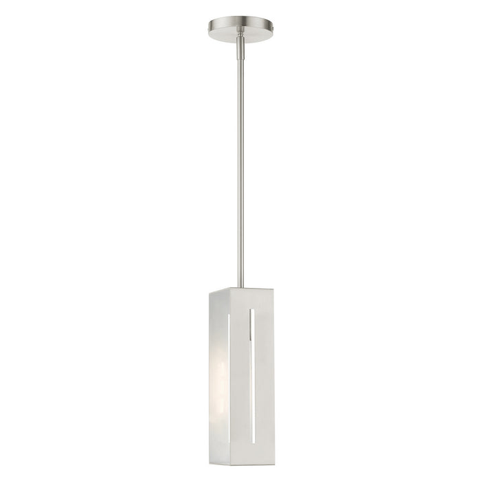 One Light Pendant from the Soma collection in Brushed Nickel finish