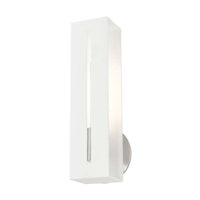 One Light Wall Sconce from the Soma collection in Textured White with Brushed Nickel finish