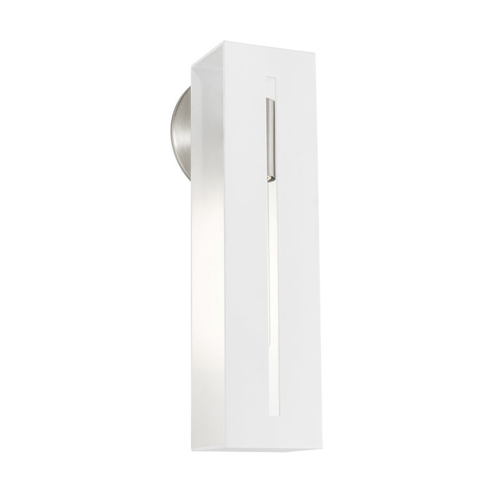 One Light Wall Sconce from the Soma collection in Textured White with Brushed Nickel finish
