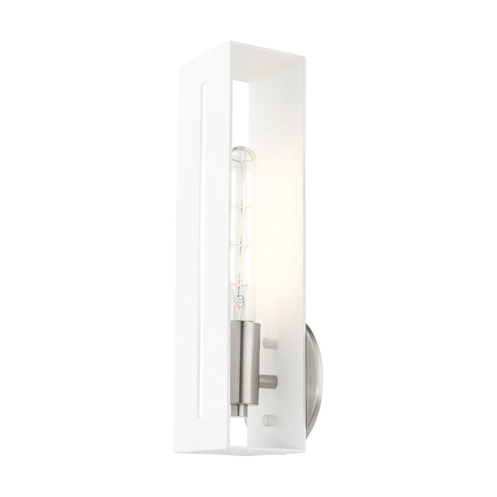 One Light Wall Sconce from the Soma collection in Textured White with Brushed Nickel finish