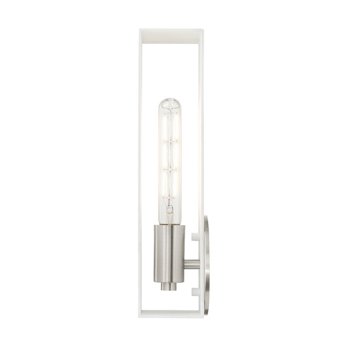 One Light Wall Sconce from the Soma collection in Textured White with Brushed Nickel finish