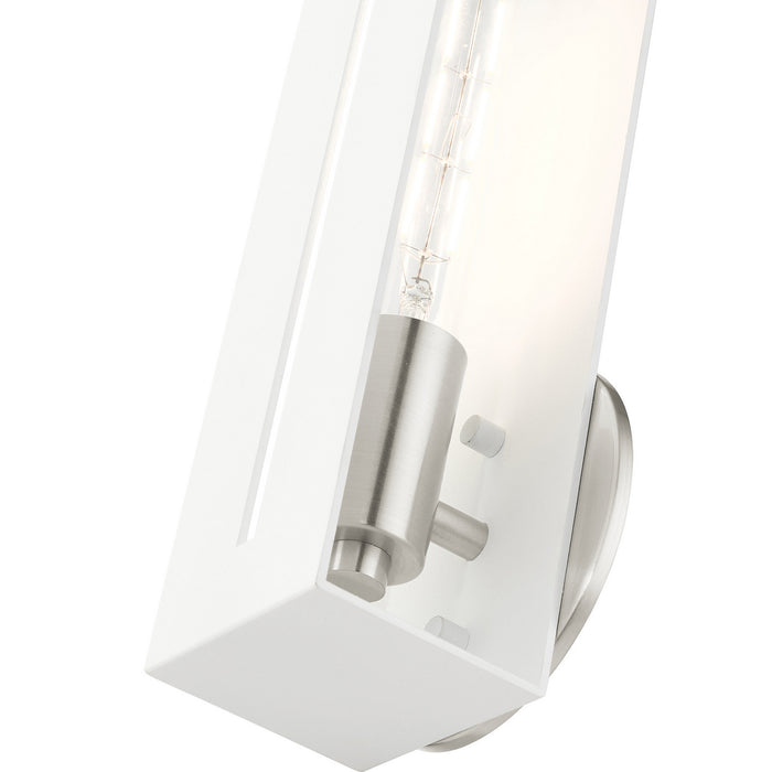 One Light Wall Sconce from the Soma collection in Textured White with Brushed Nickel finish