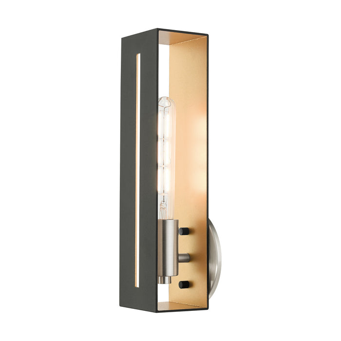 One Light Wall Sconce from the Soma collection in Textured Black with Brushed Nickel finish