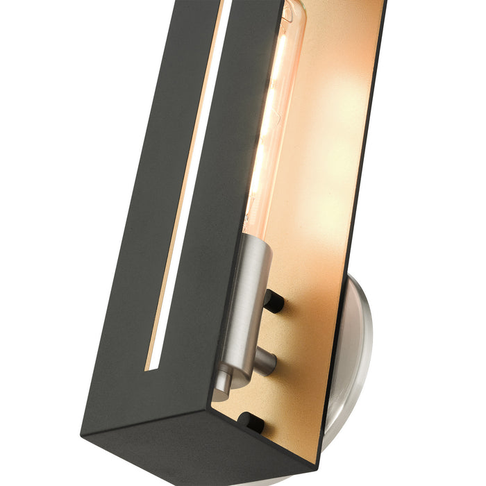 One Light Wall Sconce from the Soma collection in Textured Black with Brushed Nickel finish