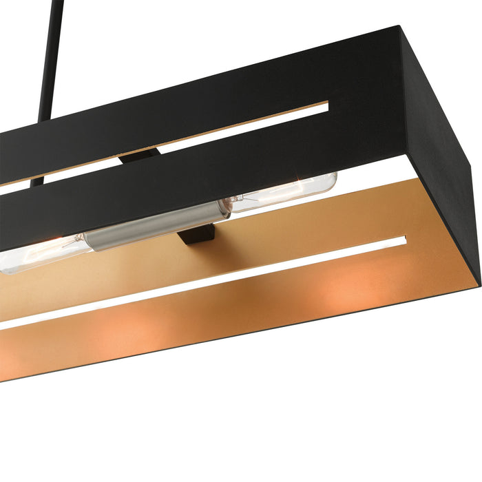 Four Light Linear Chandelier from the Soma collection in Textured Black with Brushed Nickel finish