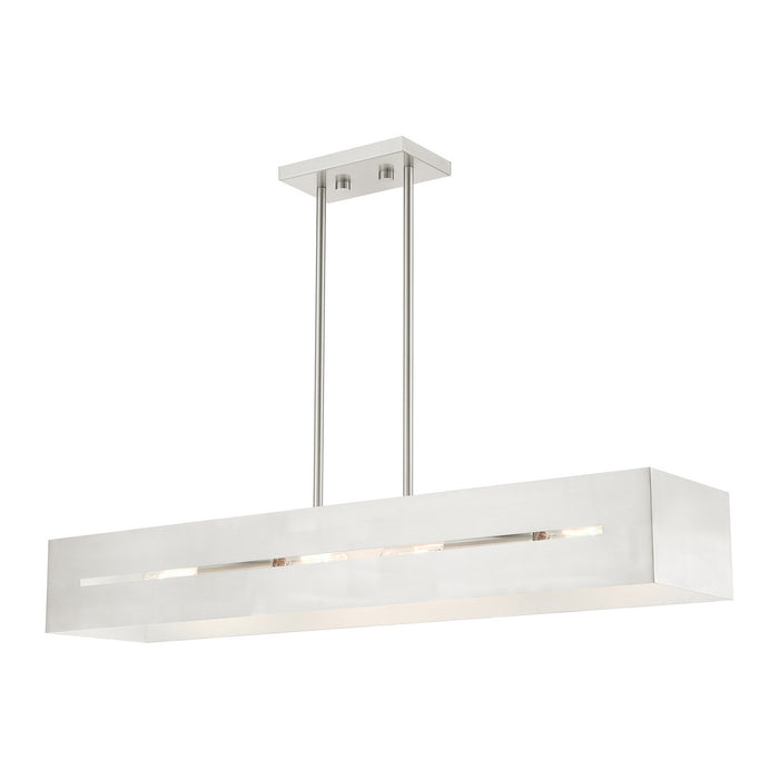 Four Light Linear Chandelier from the Soma collection in Brushed Nickel finish