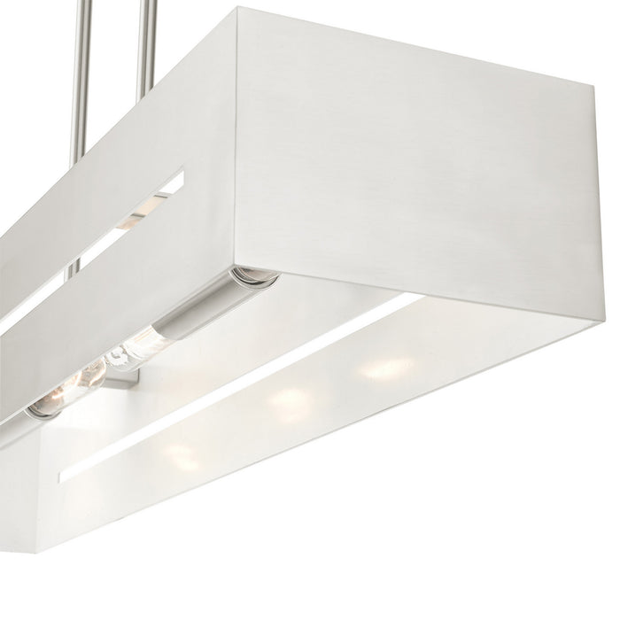 Four Light Linear Chandelier from the Soma collection in Brushed Nickel finish