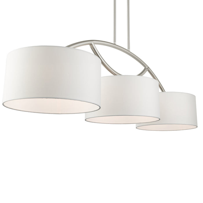Three Light Linear Chandelier from the Meridian collection in Brushed Nickel finish