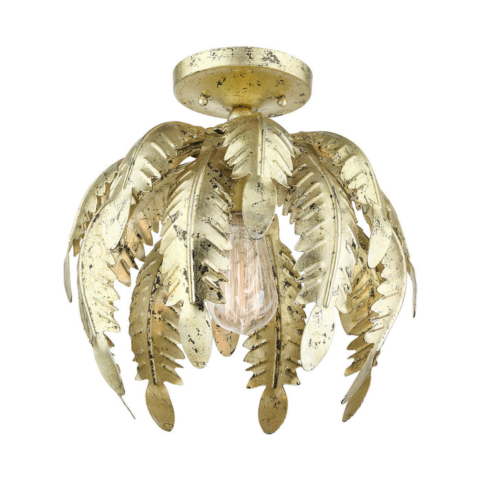 One Light Semi Flush Mount from the Acanthus collection in Winter Gold finish
