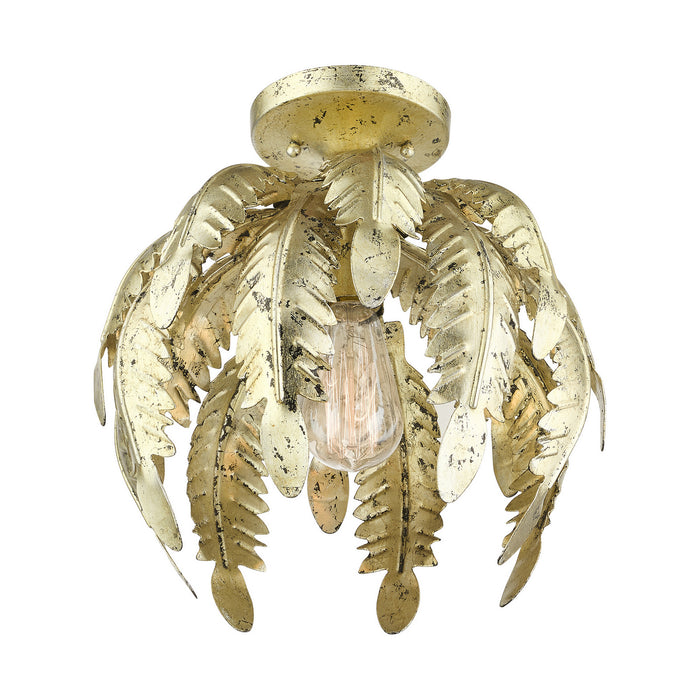 One Light Semi Flush Mount from the Acanthus collection in Winter Gold finish