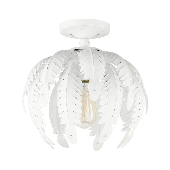 One Light Semi Flush Mount from the Acanthus collection in Antique White finish