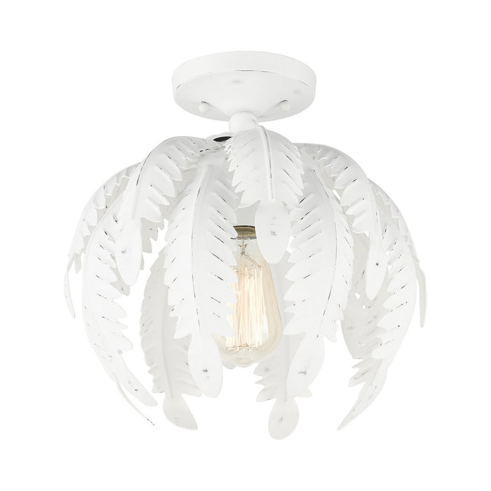 One Light Semi Flush Mount from the Acanthus collection in Antique White finish