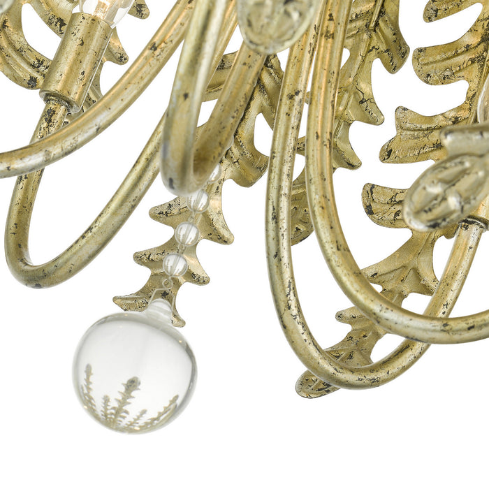 Five Light Chandelier from the Acanthus collection in Winter Gold finish