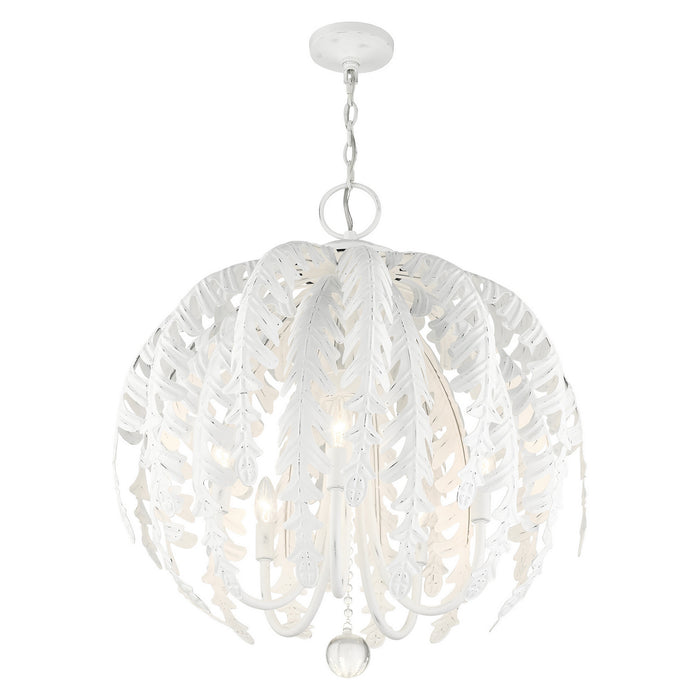 Five Light Chandelier from the Acanthus collection in Antique White finish