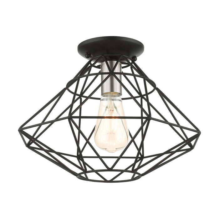 One Light Flush Mount from the Geometric collection in Black finish
