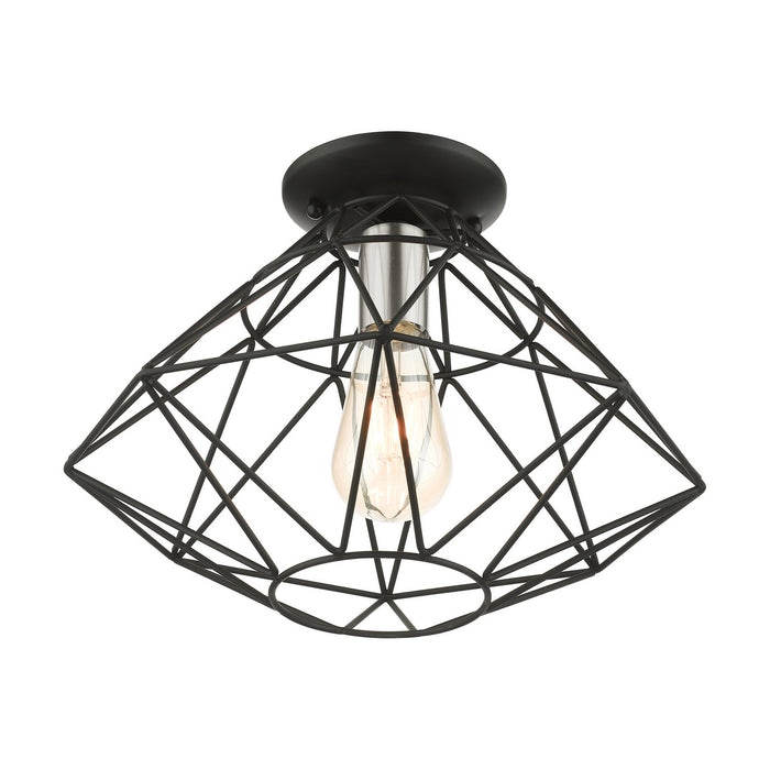 One Light Flush Mount from the Geometric collection in Black finish