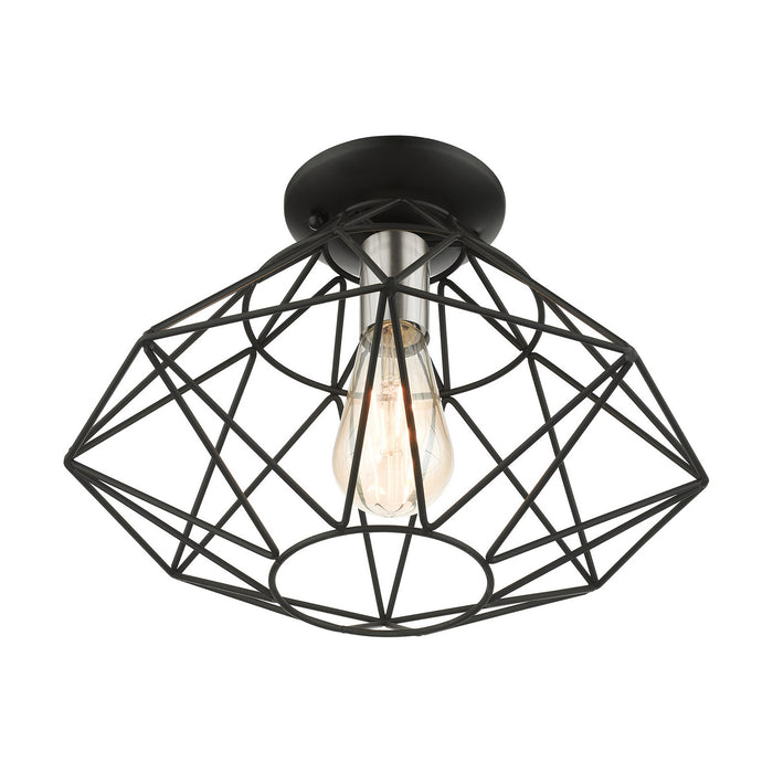 One Light Flush Mount from the Geometric collection in Black finish