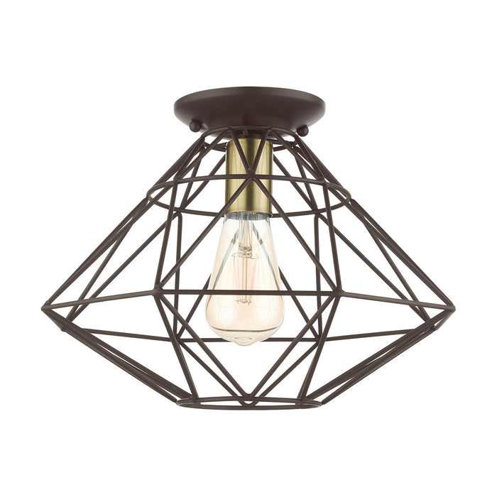 One Light Flush Mount from the Geometric collection in Bronze finish