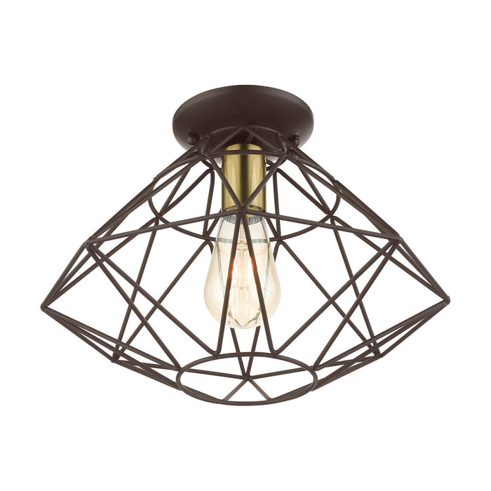 One Light Flush Mount from the Geometric collection in Bronze finish