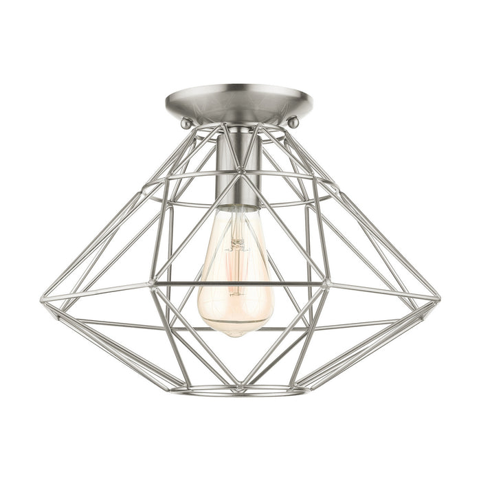 One Light Flush Mount from the Geometric collection in Brushed Nickel finish