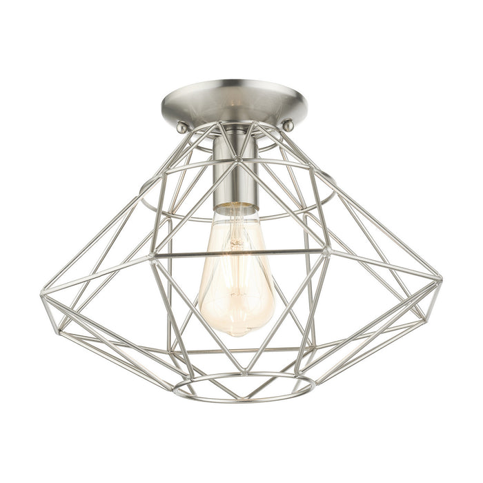 One Light Flush Mount from the Geometric collection in Brushed Nickel finish