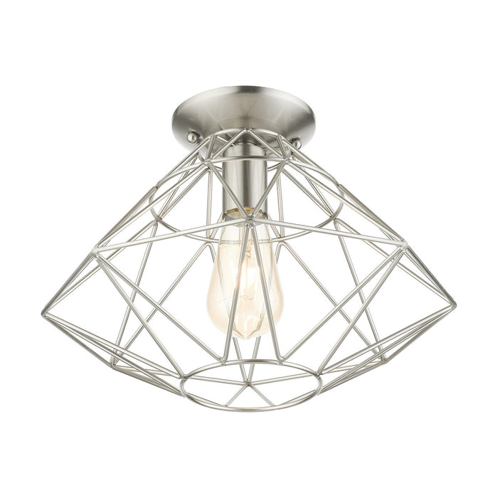 One Light Flush Mount from the Geometric collection in Brushed Nickel finish