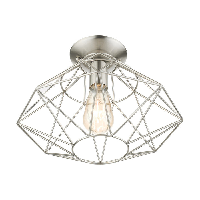 One Light Flush Mount from the Geometric collection in Brushed Nickel finish