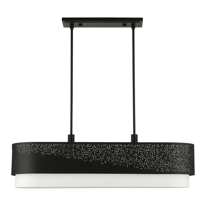 Six Light Linear Chandelier from the Noria collection in Black finish