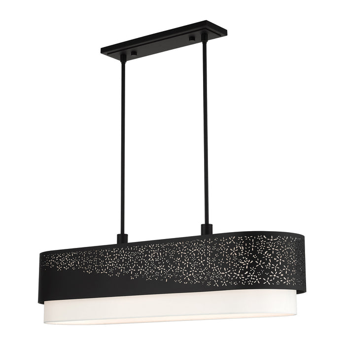 Six Light Linear Chandelier from the Noria collection in Black finish