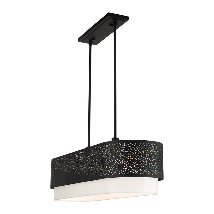 Six Light Linear Chandelier from the Noria collection in Black finish