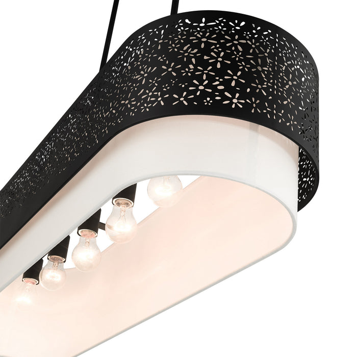 Six Light Linear Chandelier from the Noria collection in Black finish