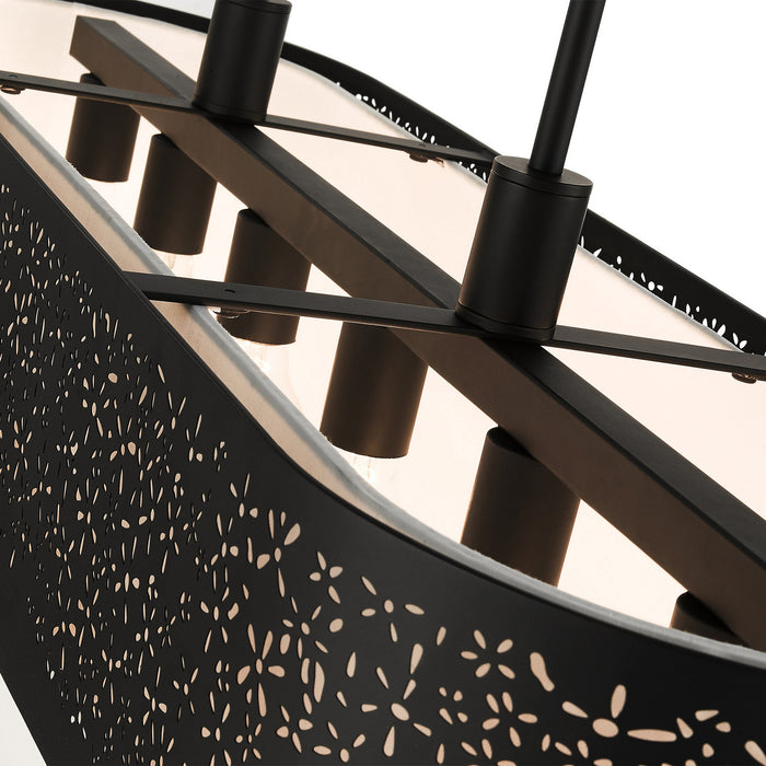 Six Light Linear Chandelier from the Noria collection in Black finish