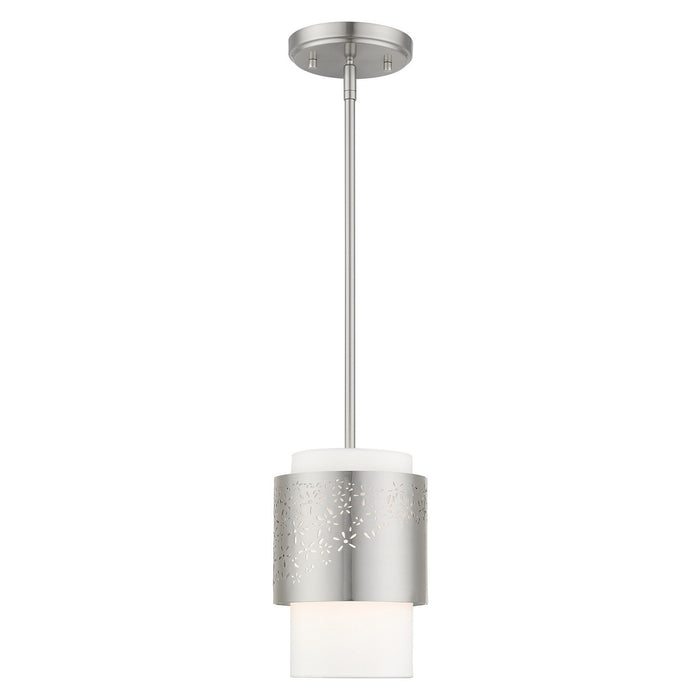 One Light Pendant from the Noria collection in Brushed Nickel finish