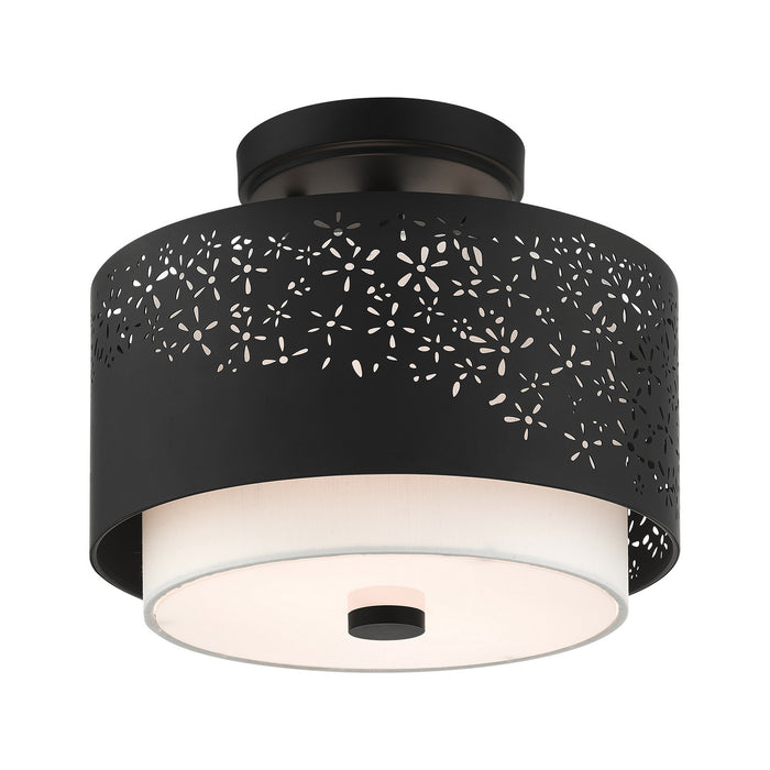 Two Light Semi Flush Mount from the Noria collection in Black finish