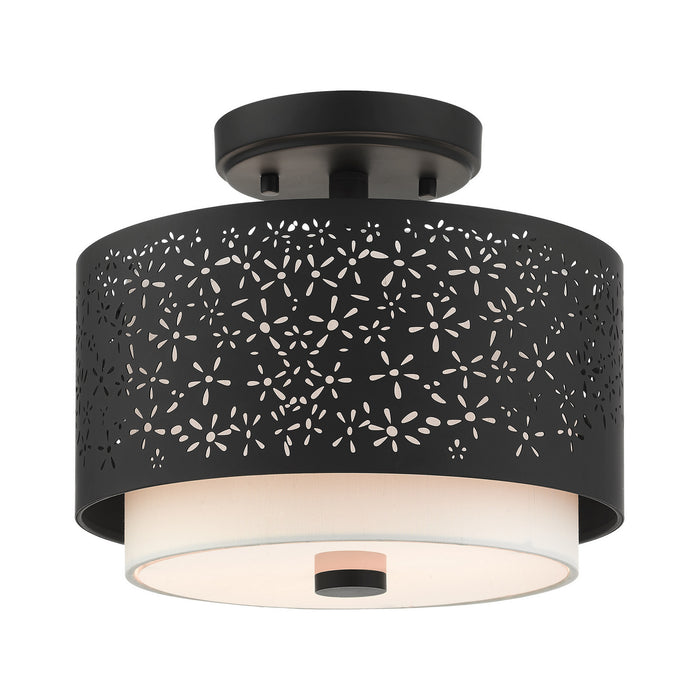 Two Light Semi Flush Mount from the Noria collection in Black finish