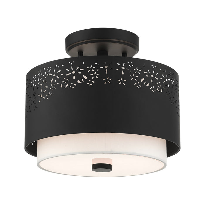 Two Light Semi Flush Mount from the Noria collection in Black finish