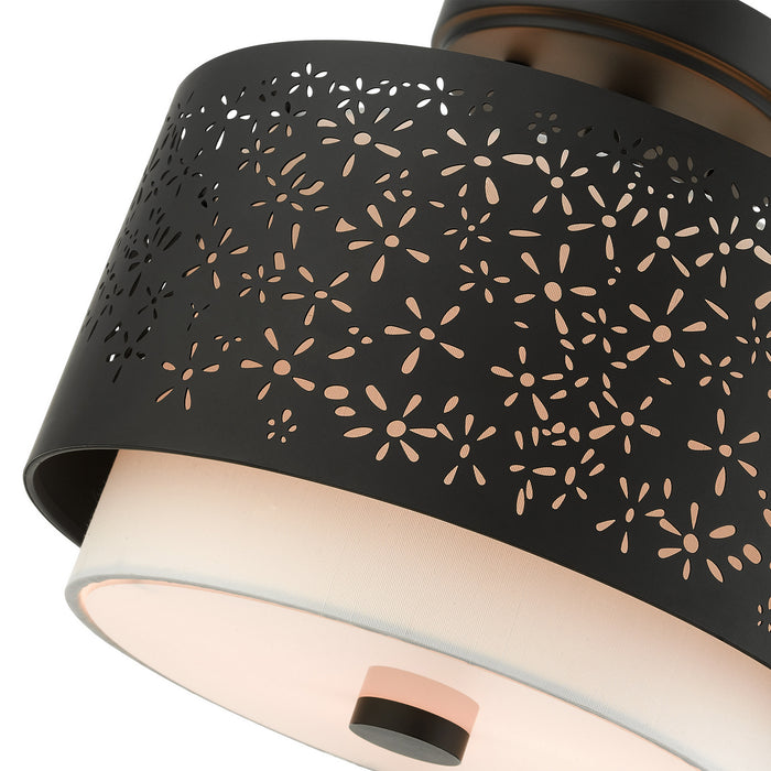 Two Light Semi Flush Mount from the Noria collection in Black finish