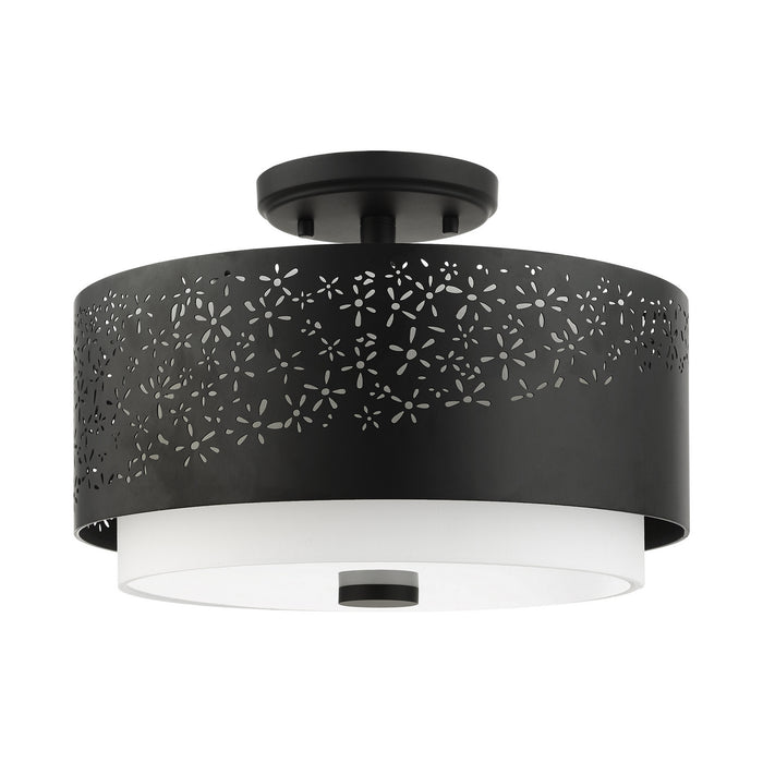 Three Light Semi Flush Mount from the Noria collection in Black finish
