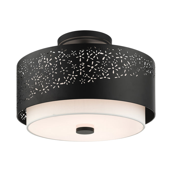 Three Light Semi Flush Mount from the Noria collection in Black finish